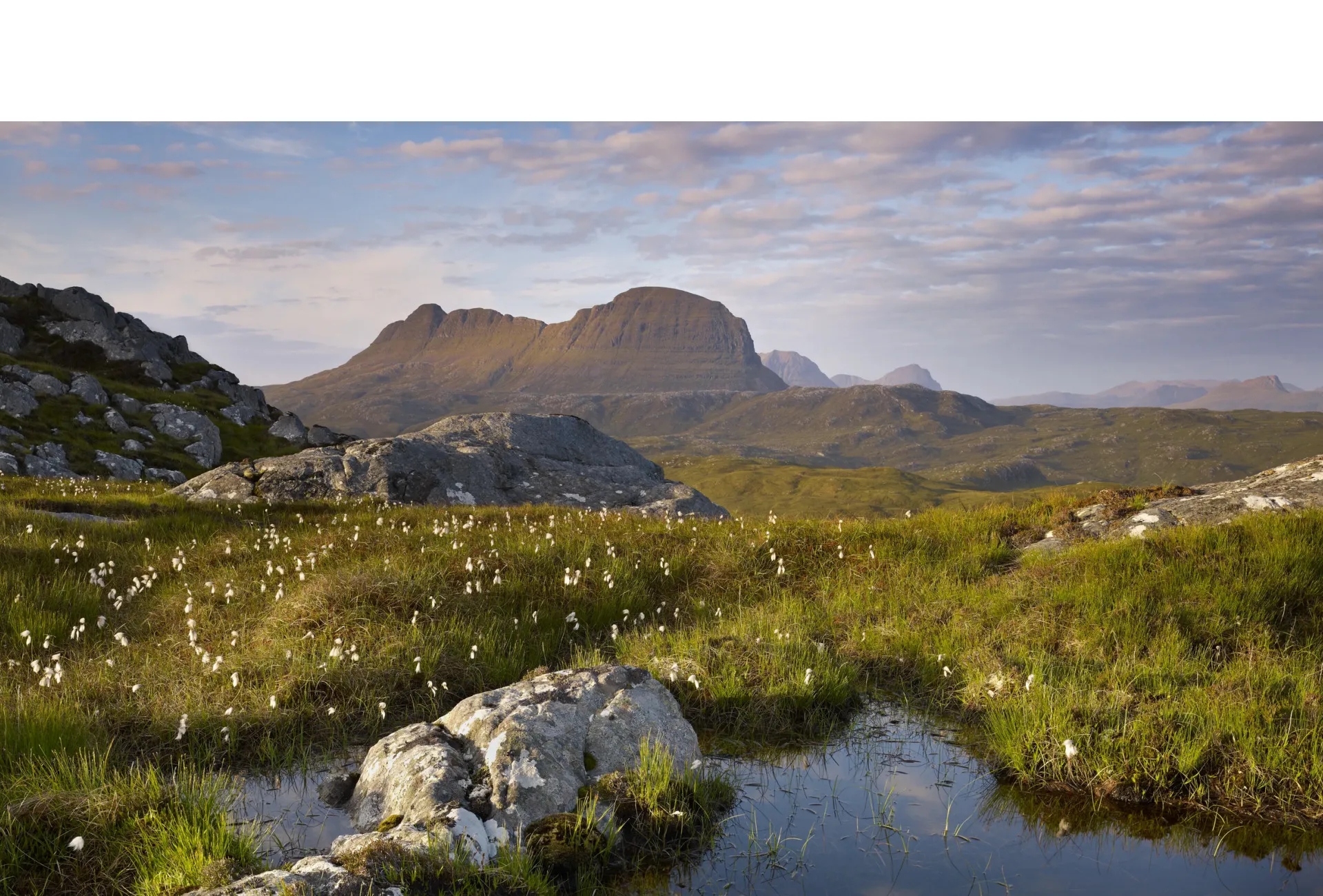 The wild landscape of Assynt in the northwest Scottish Highlands, cared for by the John Muir Trust