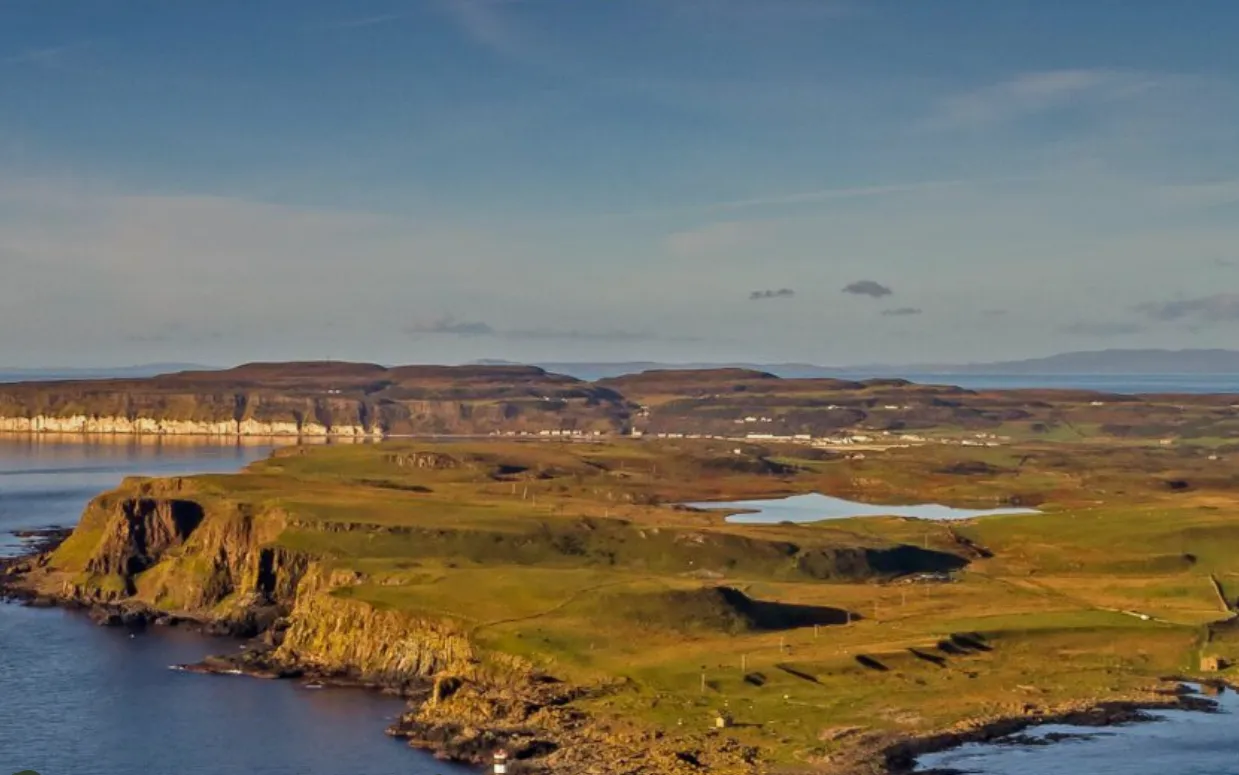 Coastal cliffs and seabird colonies at Rathlin Island rewilding project in Northern Ireland